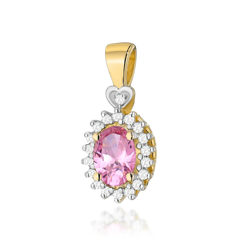 Gold Anhänger mit 0,50 ct Pinktopas und 0,095 ct Diamanten