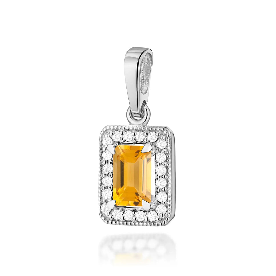 Gold Anhänger mit 0,60 ct Citrin und 0,10 ct Diamanten