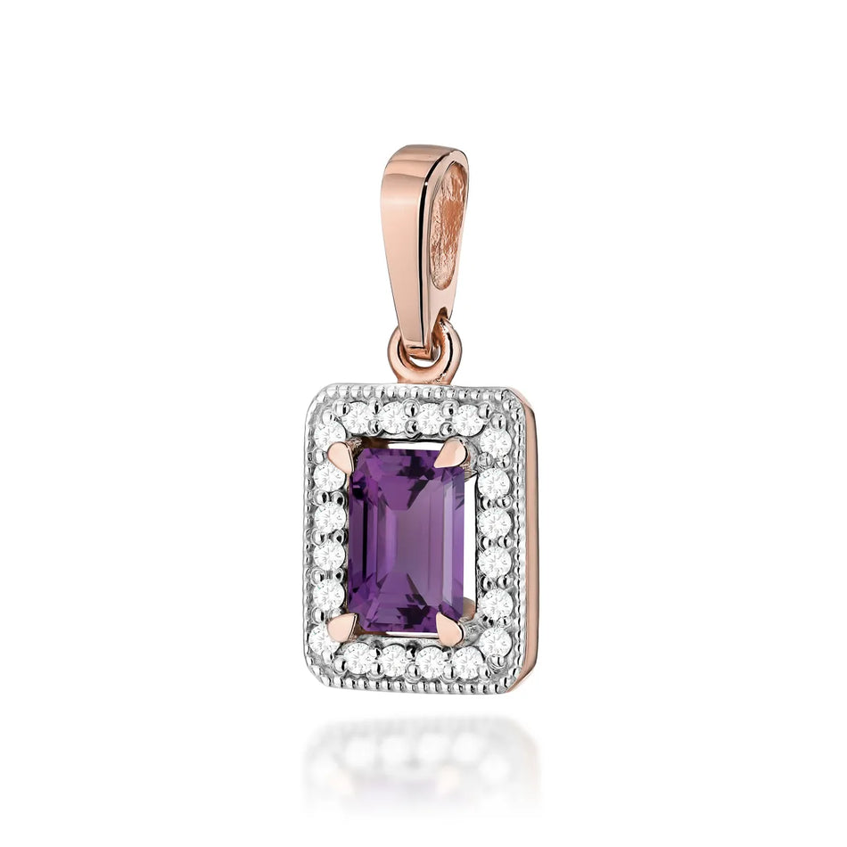 Goldanhänger mit 0,50 ct Amethyst und 0,10 ct Diamanten