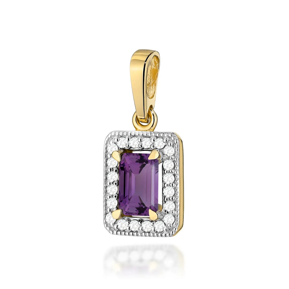 Goldanhänger mit 0,50 ct Amethyst und 0,10 ct Diamanten