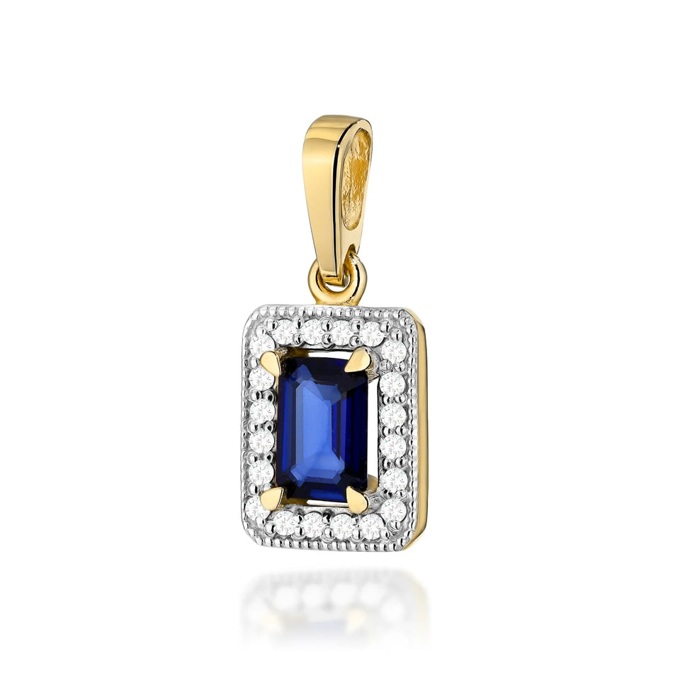 Gold Anhänger mit 0,60 ct Saphir und 0,10 ct Diamanten