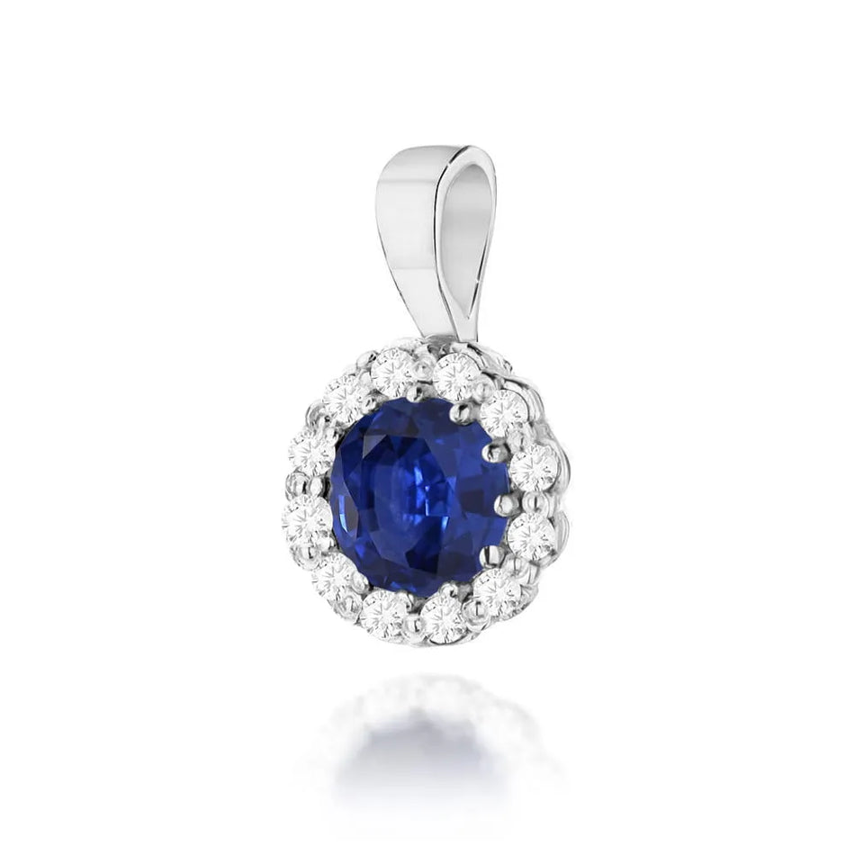 Gold Pendant with 0.50ct Sapphire and 0.103ct Diamonds