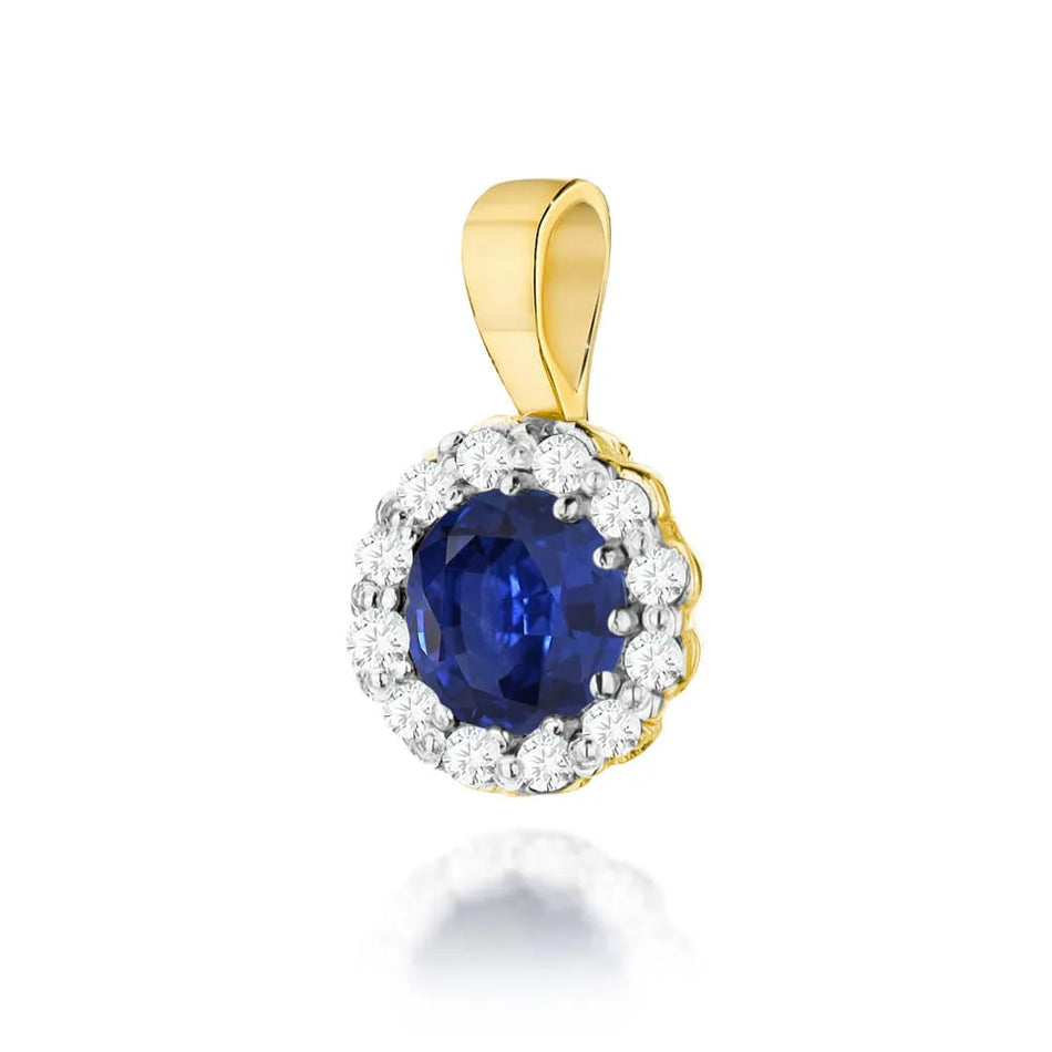 Gold Pendant with 0.50ct Sapphire and 0.103ct Diamonds