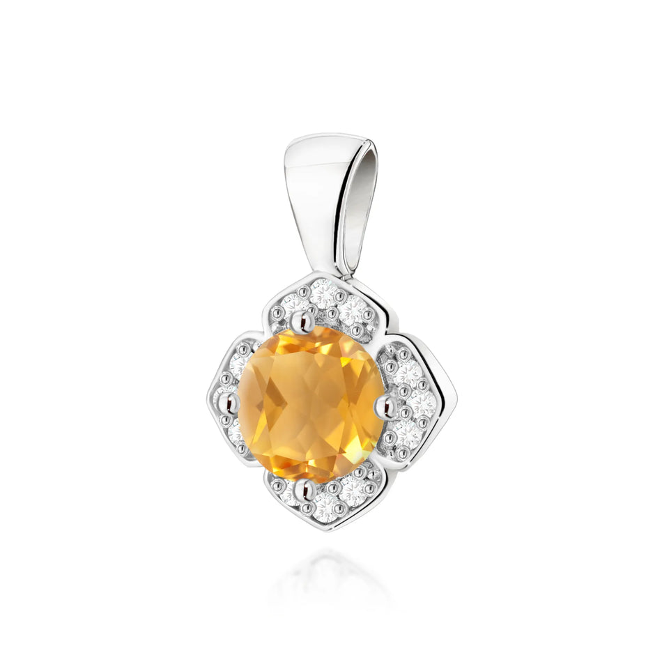 Gold Anhänger mit 0,50 ct Citrin und 0,06 ct Diamanten