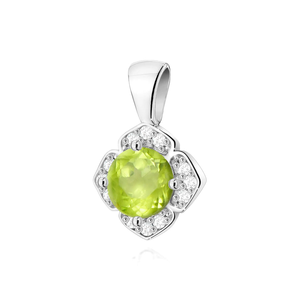 Gold Pendant with 0.60ct Olivine and 0.06ct Diamonds