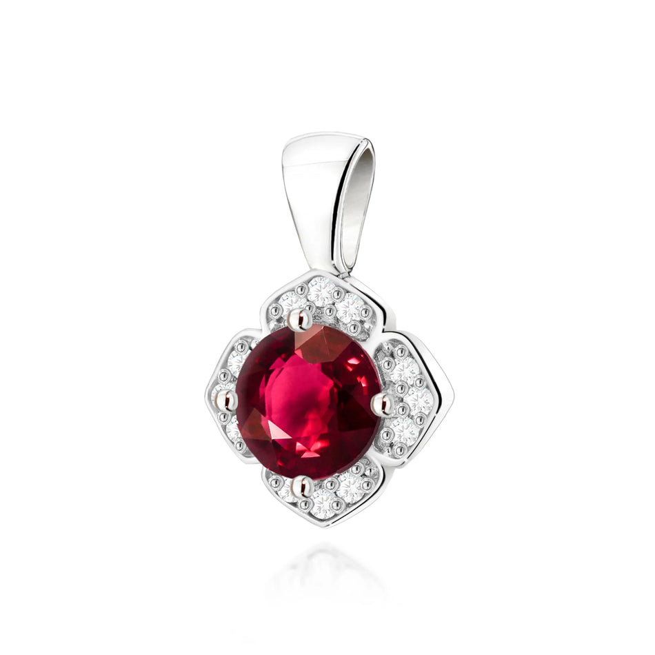 Gold Pendant with 0.60ct Ruby and 0.06ct Diamonds