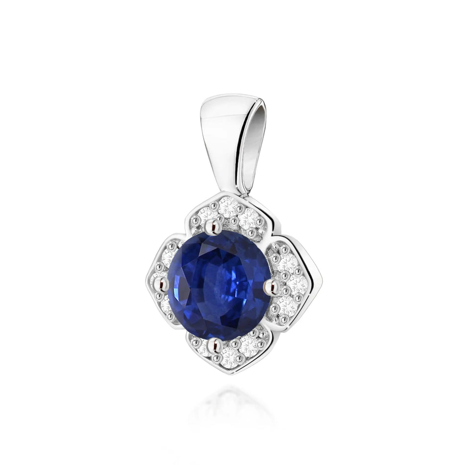 Gold Pendant with 0.50ct Sapphire and 0.06ct Diamonds