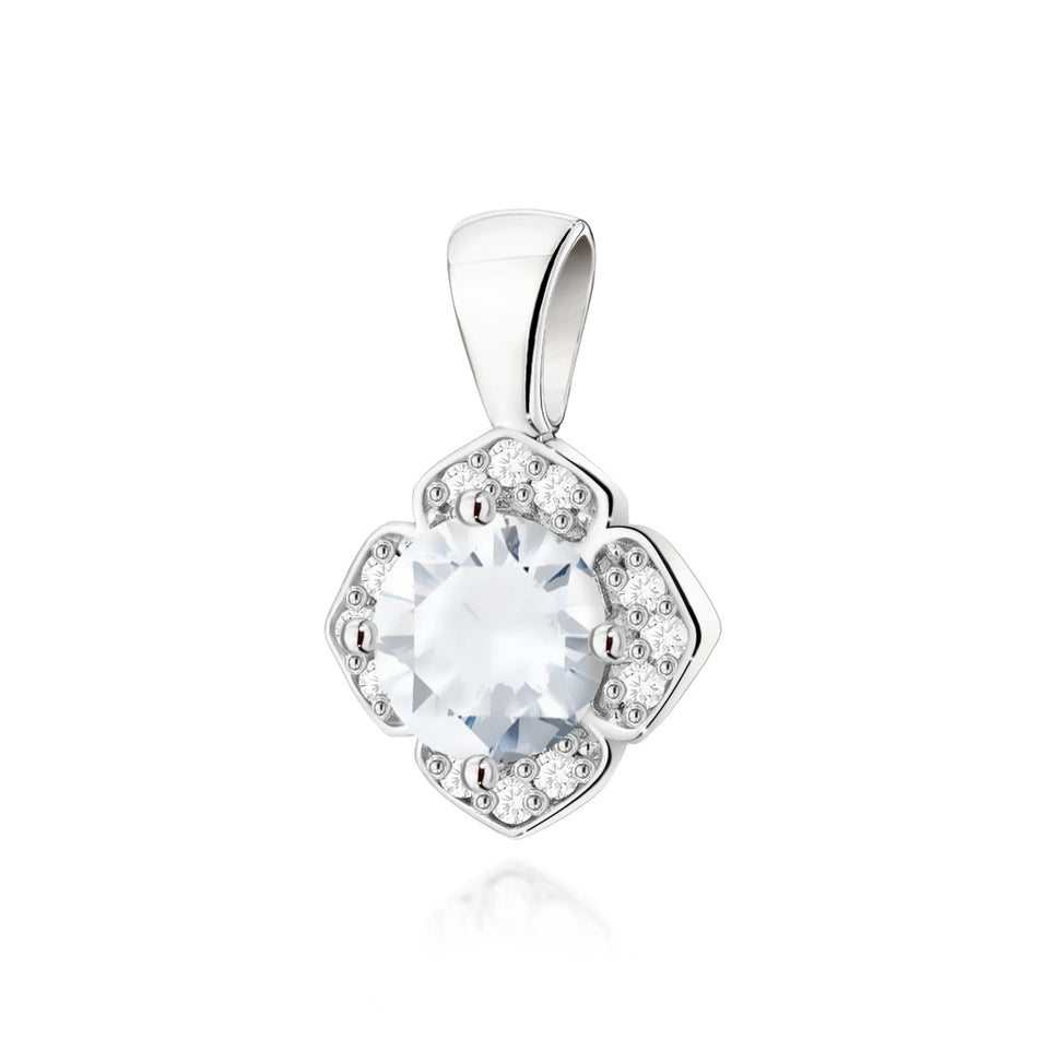 Gold Pendant with 0.60ct White sapphire and 0.06ct Diamonds