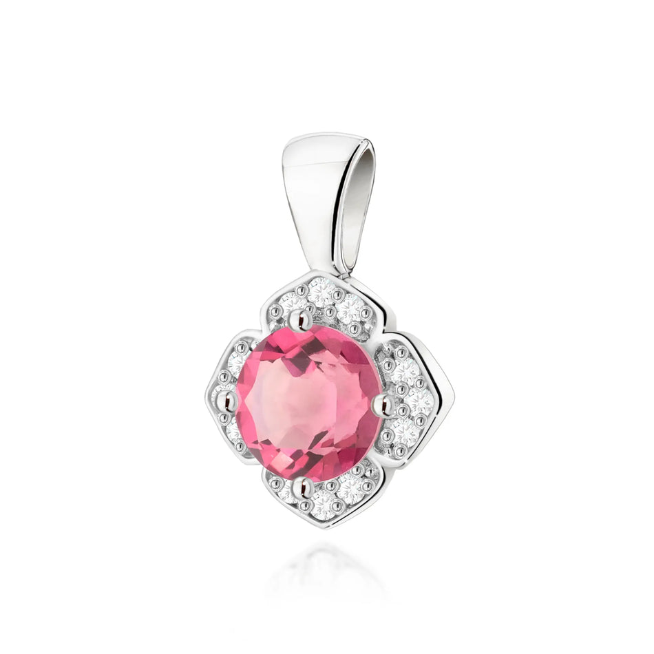 Gold Anhänger mit 0,60 ct Pinktopas und 0,06 ct Diamanten