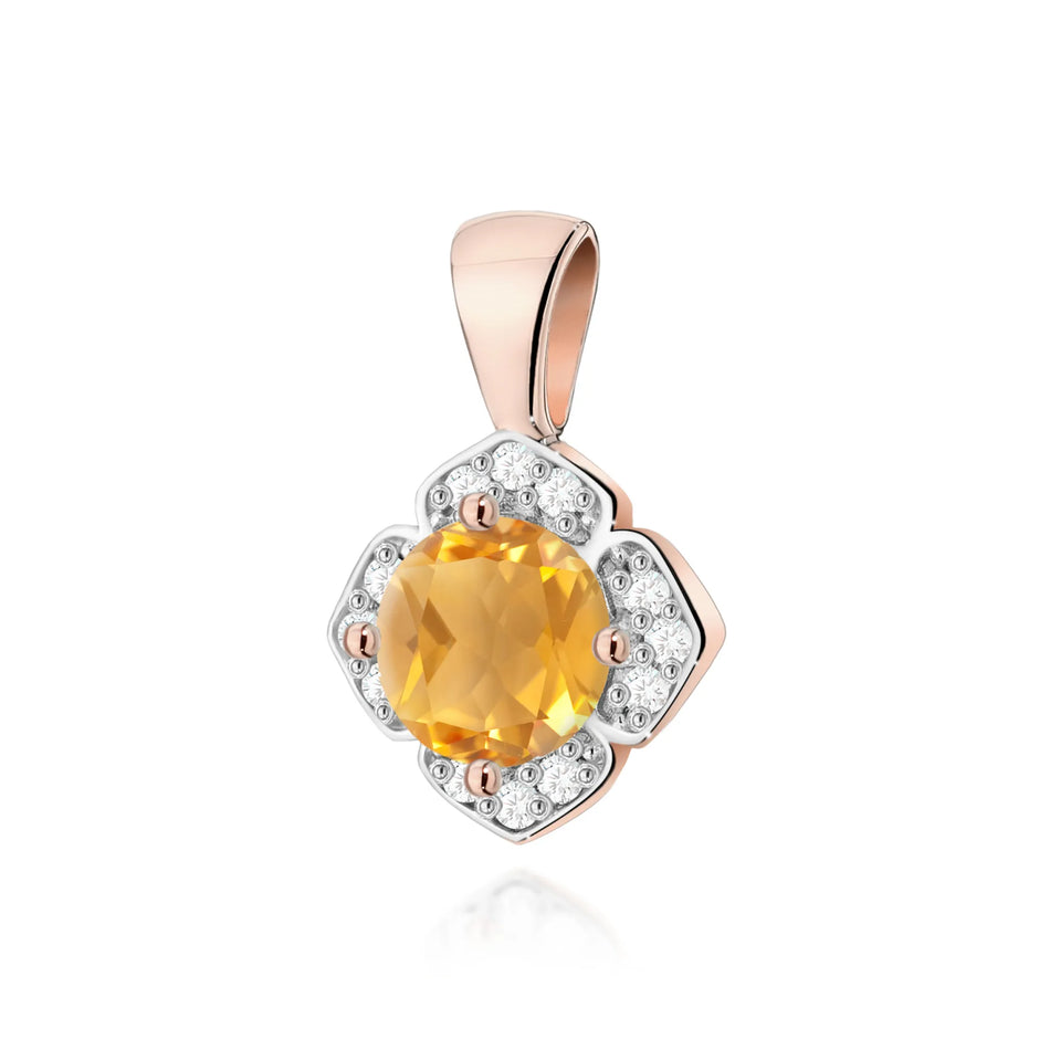 Gold Anhänger mit 0,50 ct Citrin und 0,06 ct Diamanten