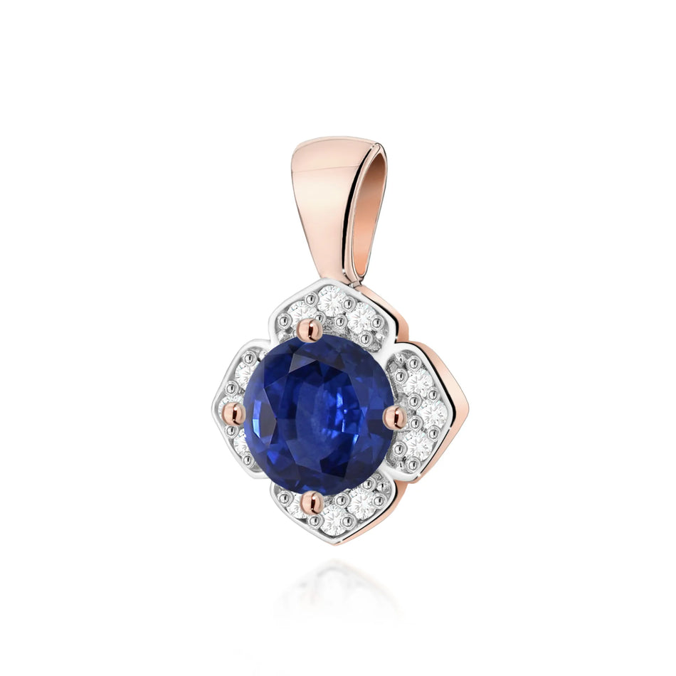 Gold Pendant with 0.50ct Sapphire and 0.06ct Diamonds