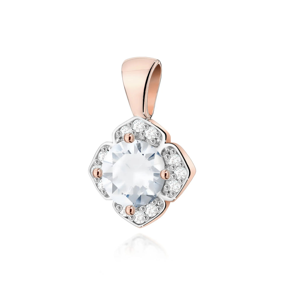 Gold Pendant with 0.60ct White sapphire and 0.06ct Diamonds