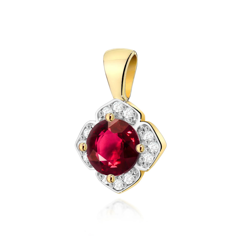 Gold Pendant with 0.60ct Ruby and 0.06ct Diamonds