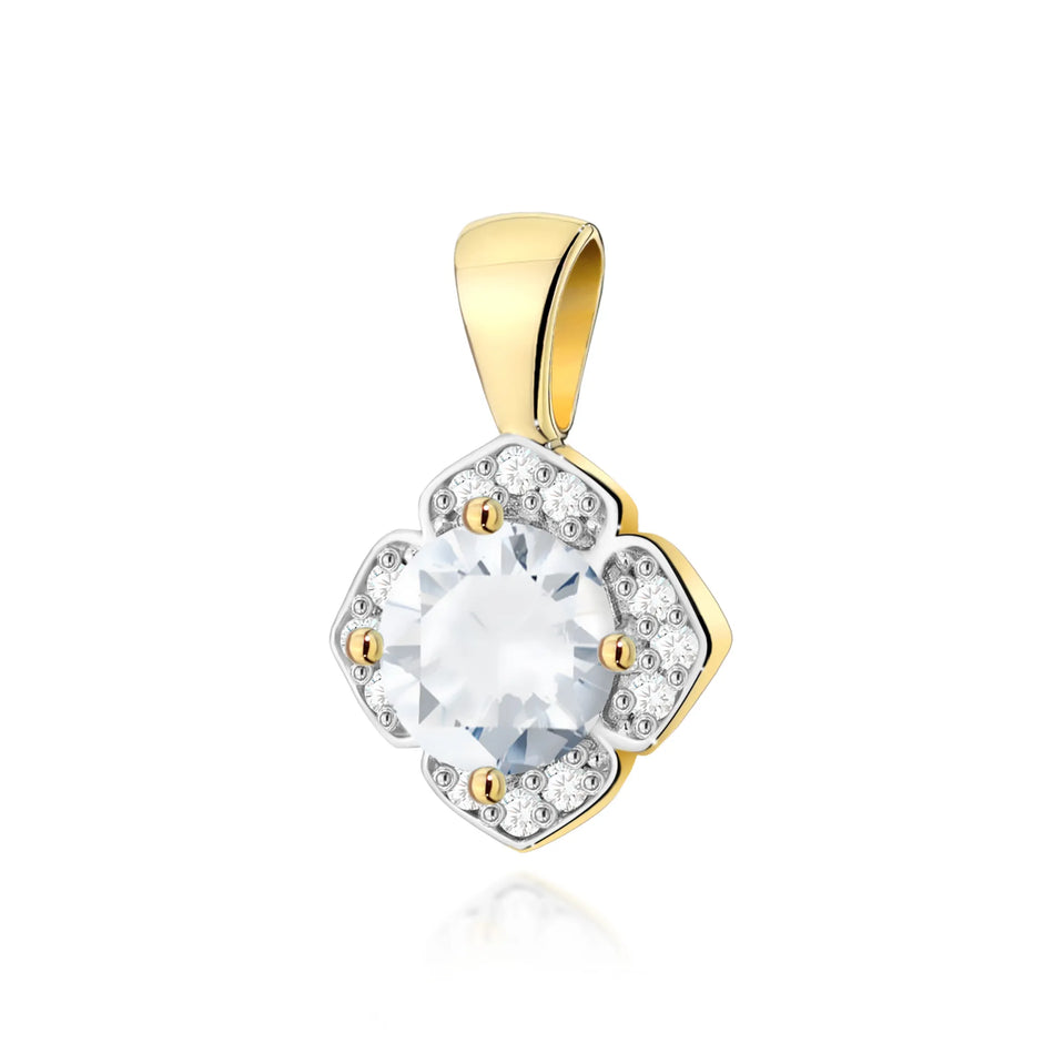 Gold Pendant with 0.60ct White sapphire and 0.06ct Diamonds