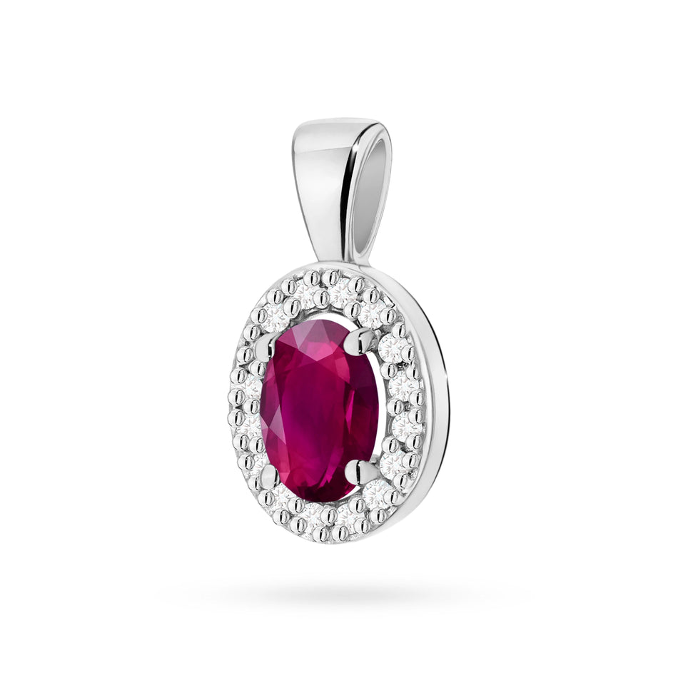 Gold Pendant with 0.50ct Rhodolite and 0.08ct Diamonds