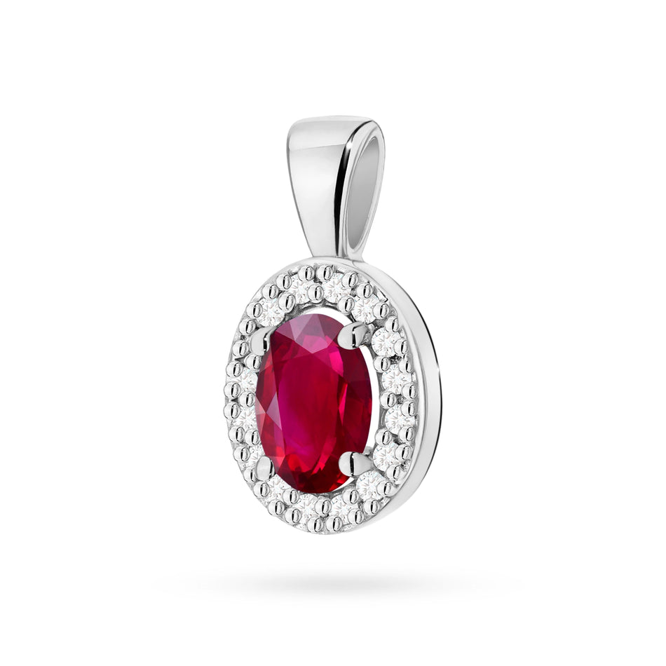 Gold Pendant with 0.60ct Ruby and 0.08ct Diamonds