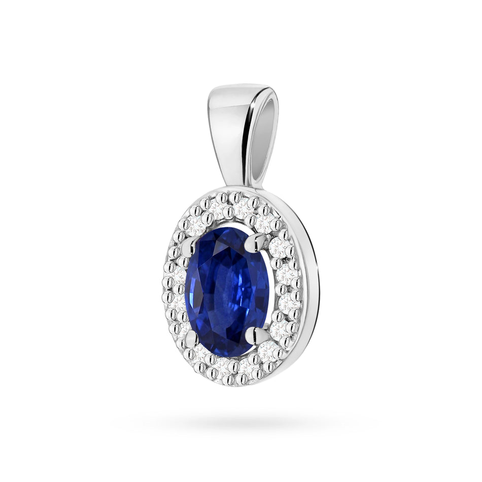 Gold Pendant with 0.70ct Sapphire and 0.08ct Diamonds