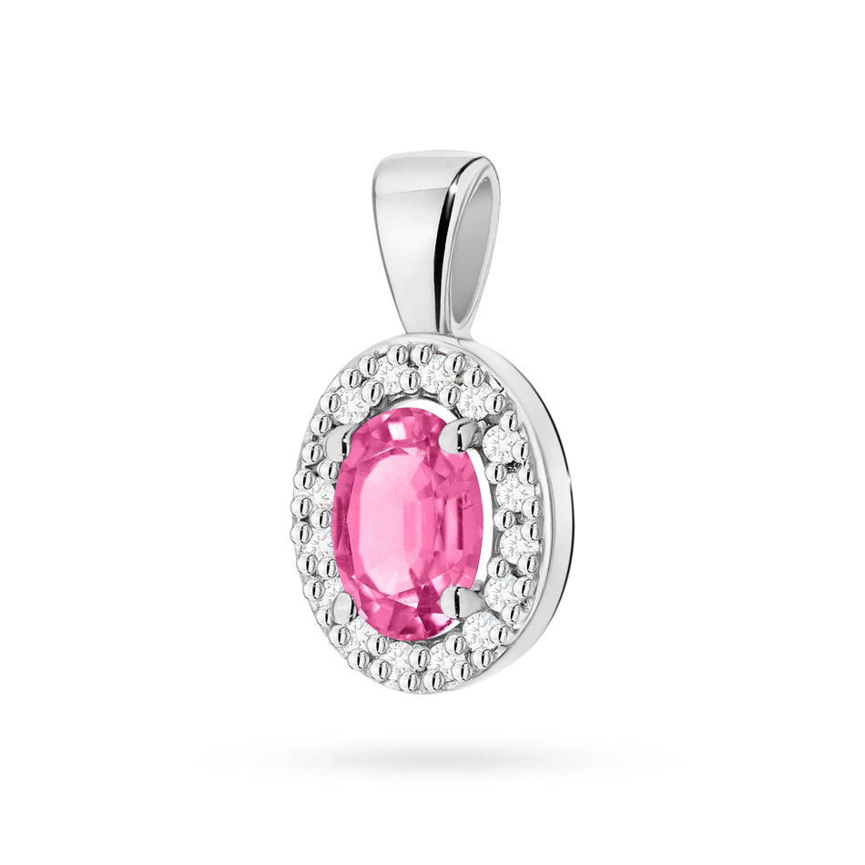 Gold Anhänger mit 0,50 ct Pinktopas und 0,08 ct Diamanten