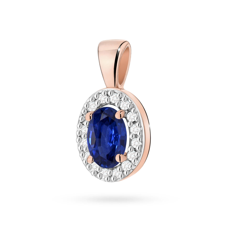 Gold Pendant with 0.70ct Sapphire and 0.08ct Diamonds
