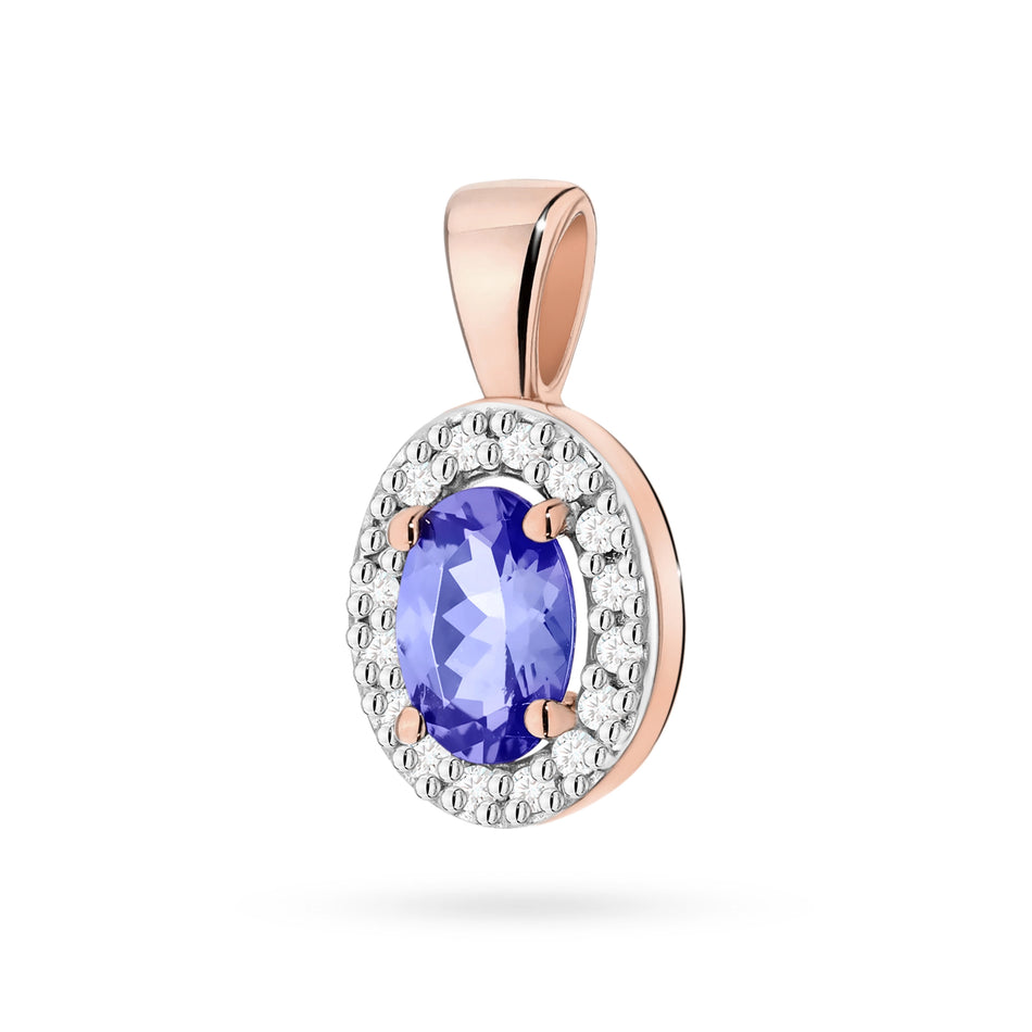 Gold Anhänger mit 0,40 ct Tansanit und 0,08 ct Diamanten