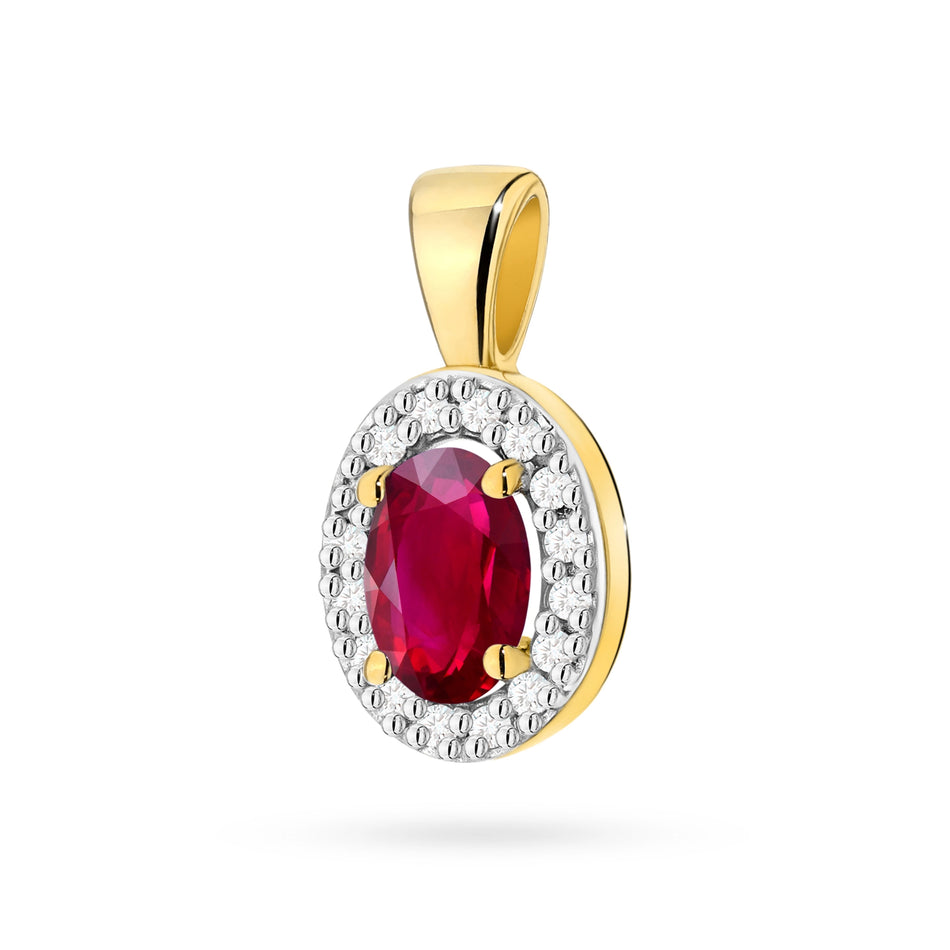 Gold Pendant with 0.60ct Ruby and 0.08ct Diamonds