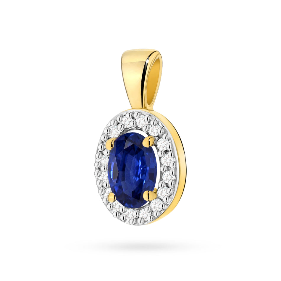 Gold Pendant with 0.70ct Sapphire and 0.08ct Diamonds