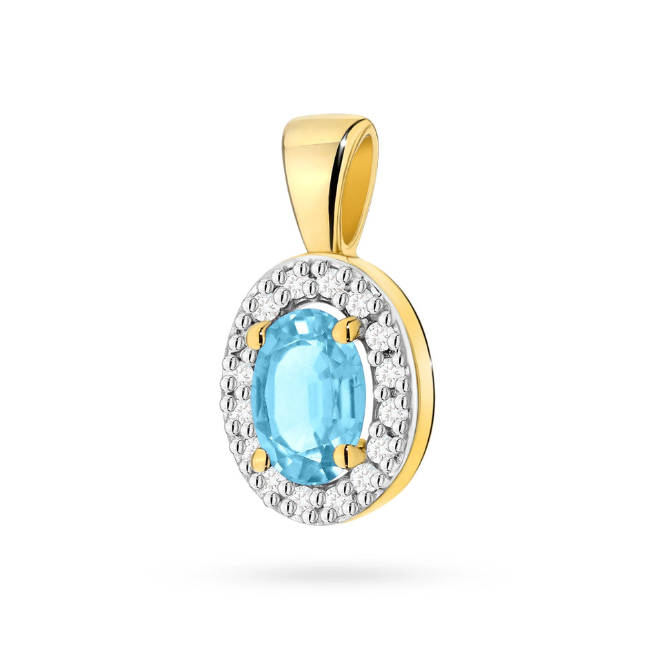 Gold Pendant with 0.50ct Topaz and 0.08ct Diamonds