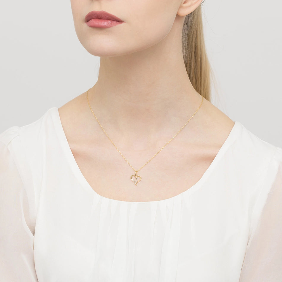 Gold Pendant with Zirconia Heart