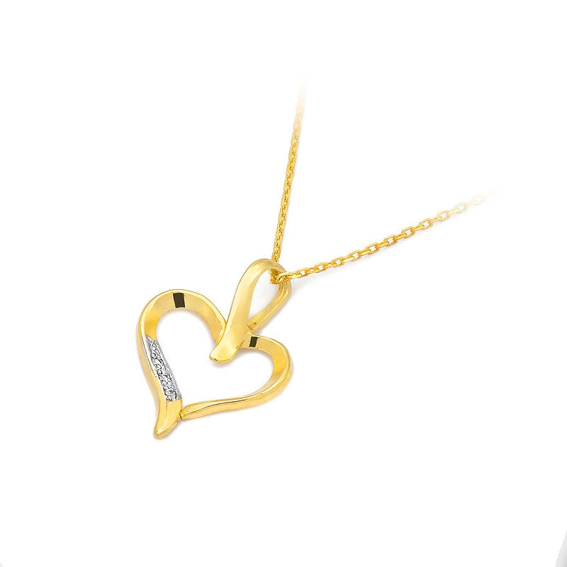 Gold Pendant with Zirconia Heart