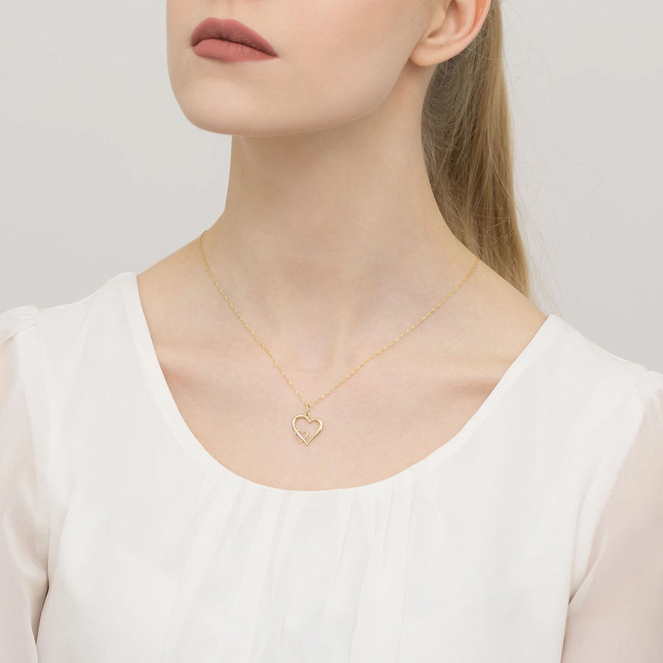 Gold Pendant with Zirconia Heart