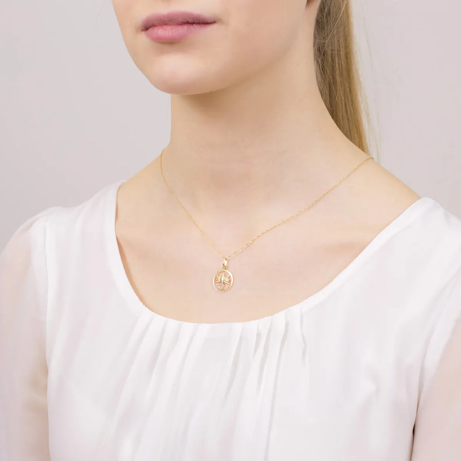 Gold Pendant Zodiac Sign Scorpio