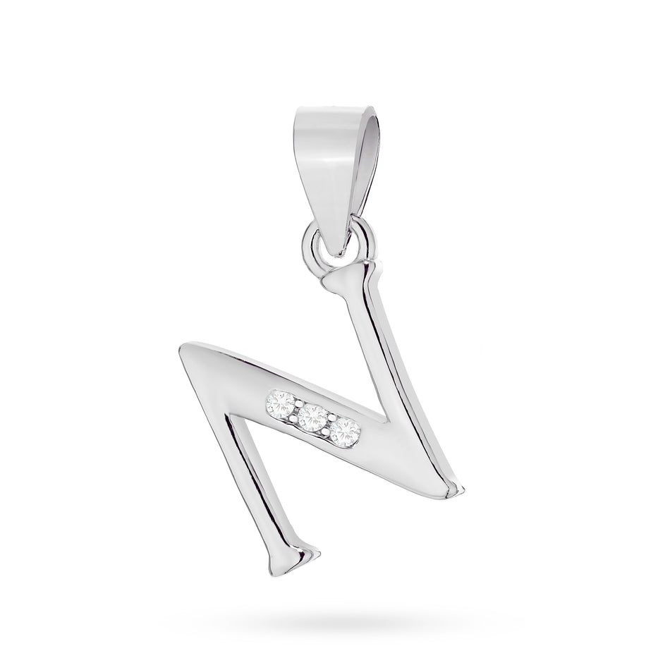 Silber Anhänger mit Zirkonia Brief N