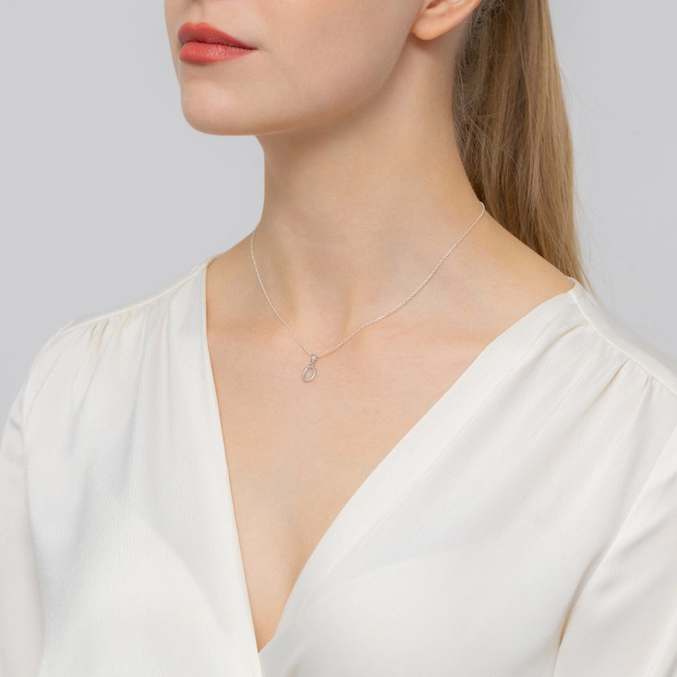 Silber Anhänger mit Zirkonia Brief O