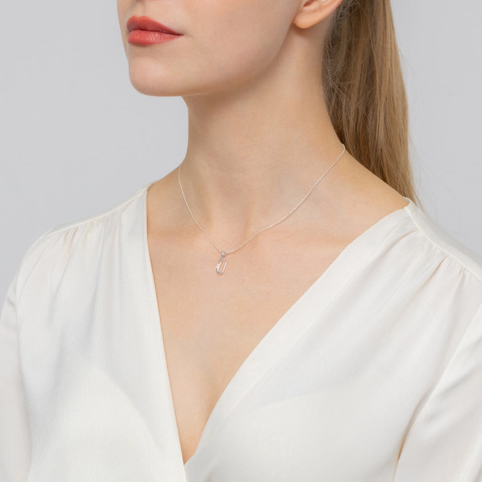 Silber Anhänger mit Zirkonia Brief U