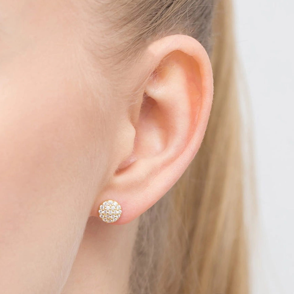 Gold Stud Earrings with Zirconia