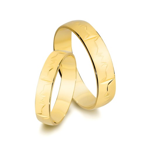 Goldene Eheringe Ringe Pulse 4 und 5 mm